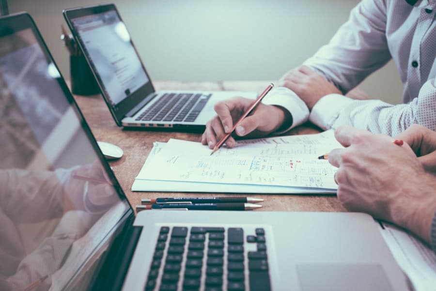 Business compliance planning at a desk
